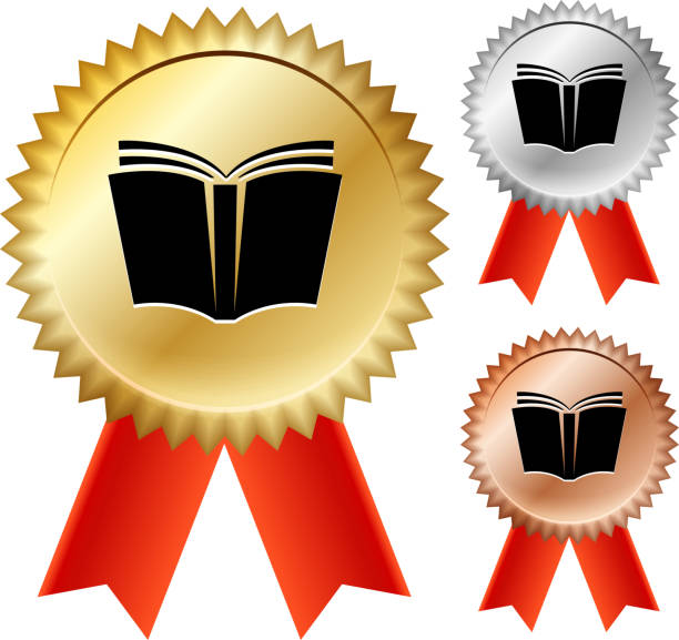 book awards Clip art of 3 book award medallions.