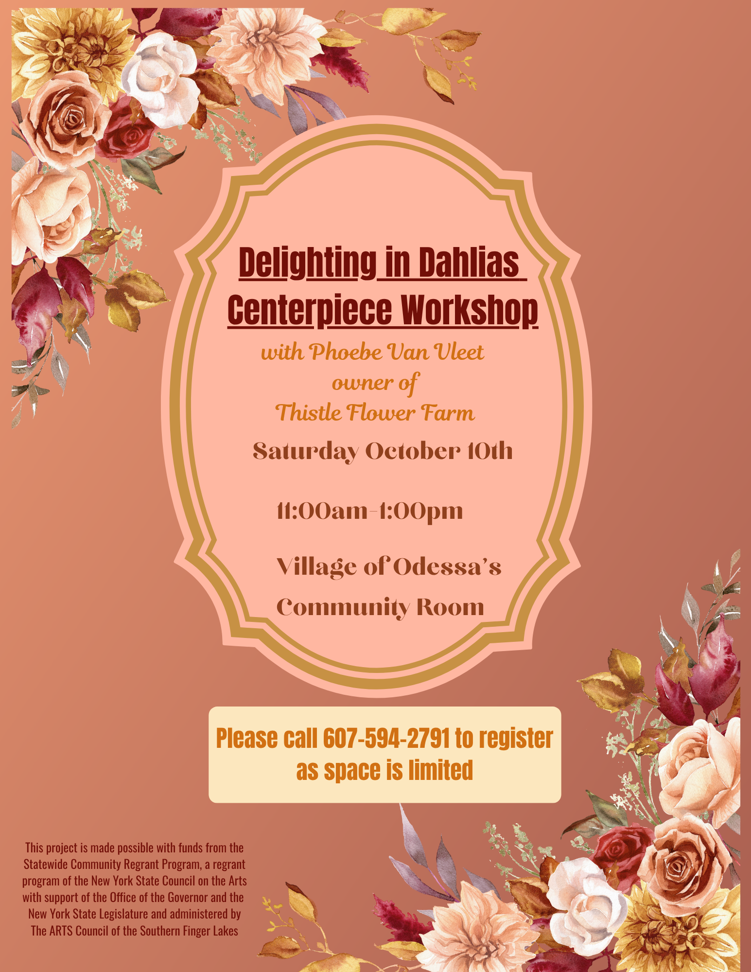 flyer of dahlia workshop